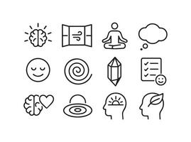 Mindfulness and Wellbeing Icons Exploring Mental and Emotional Harmony vector