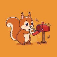 Squirrel sending a letter from mailbox vector