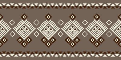 Ethnic geometric fabric pattern Cross Stitch. Ikat embroidery Ethnic oriental Pixel pattern brown cream background. Abstract illustration. For texture, clothing, wrapping, decoration, carpet vector