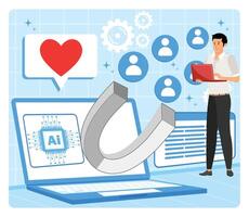 AI and customer engagement illustration vector