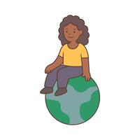 Girl sitting on a globe illustration vector