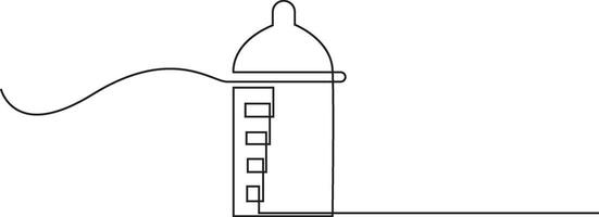 Continuous one line Baby feeder bottle, outline Icon Design illustration. Food and drinks Symbol on transparent background, Illustration vector