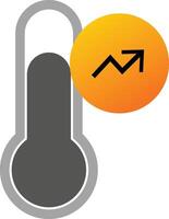 Thermometer Icon with Rising Temperature and Growth Arrow Symbol, Illustration vector