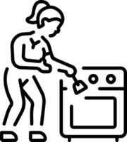 A linear style icon representing cleaning oven vector