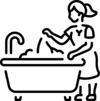 A linear style icon representing bathtub cleaning vector