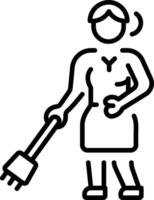 A linear style icon representing brooming vector