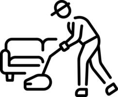 A linear style icon representing vacuuming machine vector