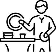 An outline style icon depicting washing dishes vector