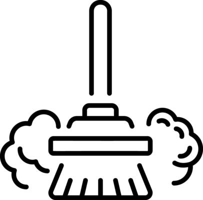 A line style icon showing cleaning brush