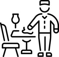 An outline style icon depicting table cleaning vector