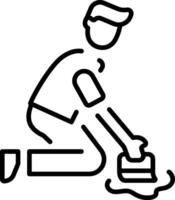 A line style icon showing cleaning floor vector