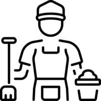 A line style icon showing house cleaner vector