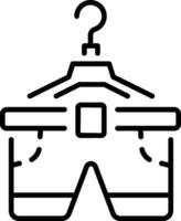 A linear style icon representing drying clothes vector