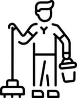 An outline style icon depicting office janitor vector