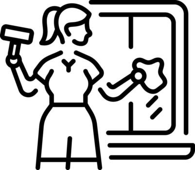 A linear style icon representing window cleaner vector