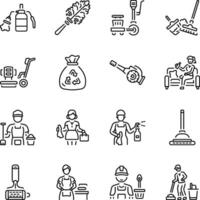 Pack of Cleaning Tools Linear Style icons vector