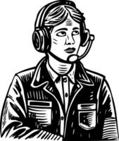 A glyph style illustration depicting police operator vector