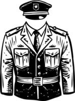 A vintage style illustration showing cop uniform vector