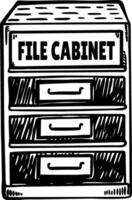 A vintage style illustration showing file cabinet vector