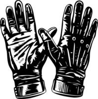 A vintage style illustration showing leather gloves vector