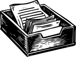 A vintage style illustration showing sorting tray vector