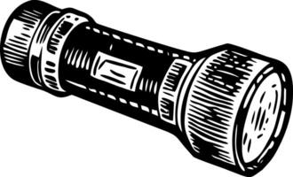 A vintage style illustration showing flashlight vector