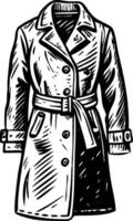 A vintage style illustration showing trench coat vector