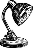 A vintage style illustration showing desk lamp vector