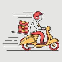 A man on a scooter with boxes on the back vector