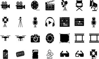 Various black and white film and icons vector