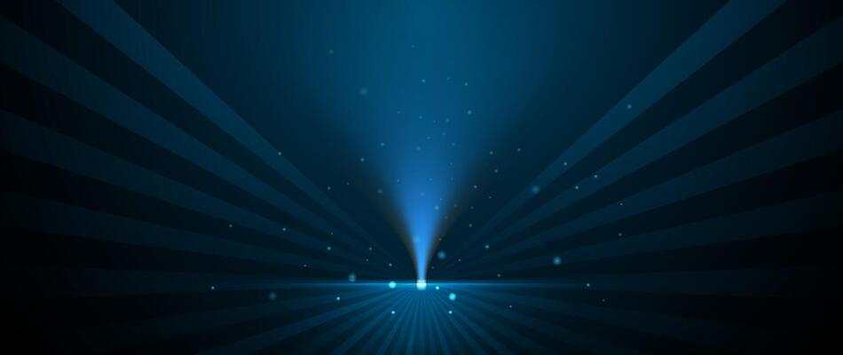 Illustration blue light ray, stage scene for luxury poster, template premium award design. Abstract elegant dark blue, glow glitter, lighting effect sparkle on black background
