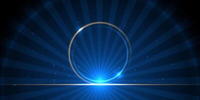 Blue glowing circle with radial background vector