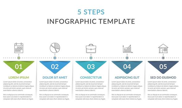 infografía modelo con 5 5 pasos, lata ser como flujo de trabajo, cronograma etc vector