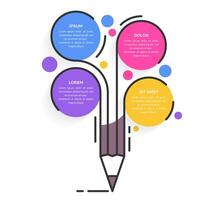 Education infographics with line pencil and four circles for your text vector