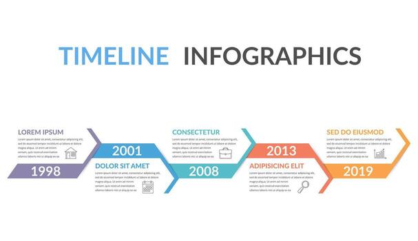 cronograma infografia modelo con cinco flechas, flujo de trabajo o proceso diagrama vector