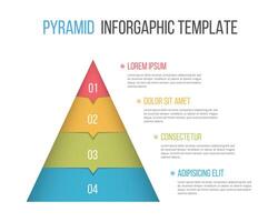 Colored pyramid infographic template with four elements vector