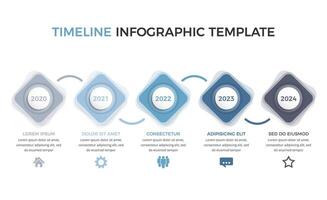 Horizontal timeline infographics template with five elements with place for dates and text vector