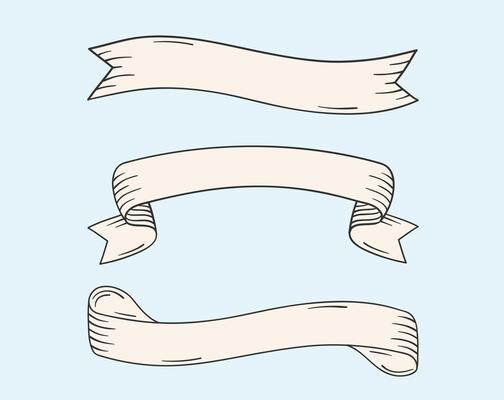 Three vintage hand drawn banners