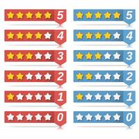 Rating stars set in red and blue colors vector