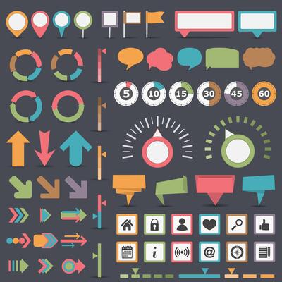 Basic infographic elements collection, dark background
