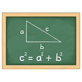 Pitágoras teorema en pizarra vector