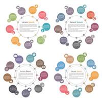 Set of four circle infographics design template vector