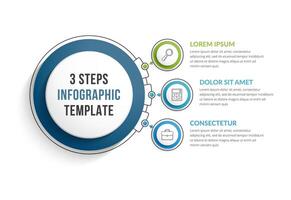 Infographic template with three steps or options connected with main circle vector