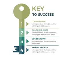 Infographic template with key divided on four segments, key to success concept vector