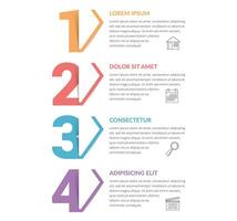 Four numbers with arrows and place for your text, four steps - infographic template vector