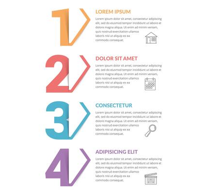Four numbers with arrows and place for your text, four steps - infographic template
