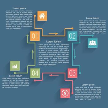 Cycle diagram template with four elements vector