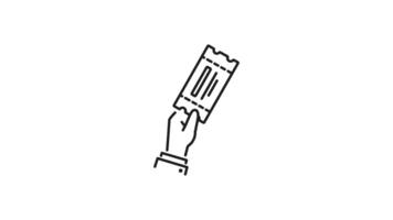 Tickets line animation. Hand drawn event tickets held together by a hand, perfect for event promotion, invitations, or ticketing services in the entertainment industry. Motion graphic video