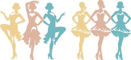 Cancan Dancers Silhouette Collection. vector
