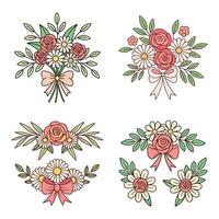 Floral arrangements with roses and daisies vector
